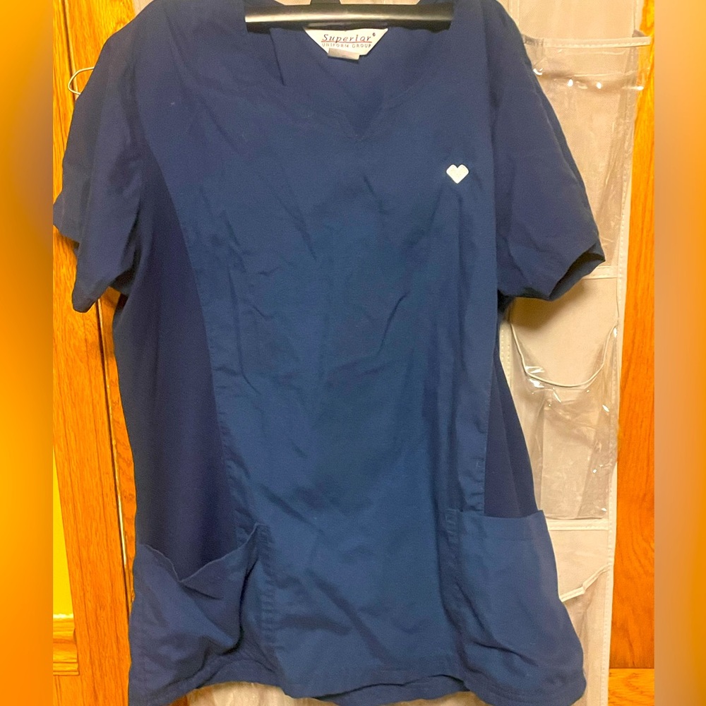 2 Women navy blue scrub tops